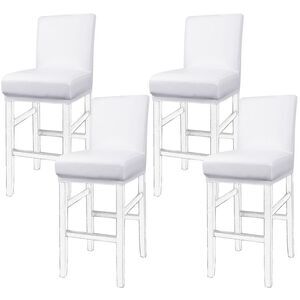 Waterproof Bar Stool Covers Counter Short Back Chair 4pcs White